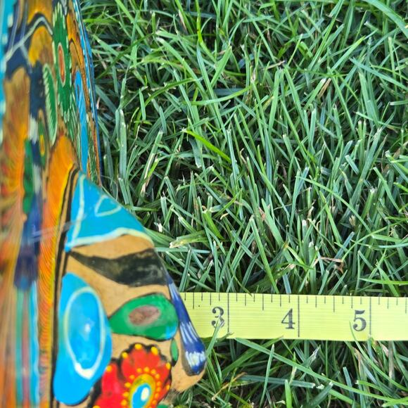 Vintage Mexican Terracotta Round Folk Art Sun Birds Hanging Wall Art - Picture 12 of 13